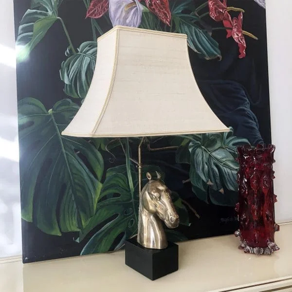 Midcentury French Brass Horse Chinoiserie Table Lamp Circa 1970s - Image 2