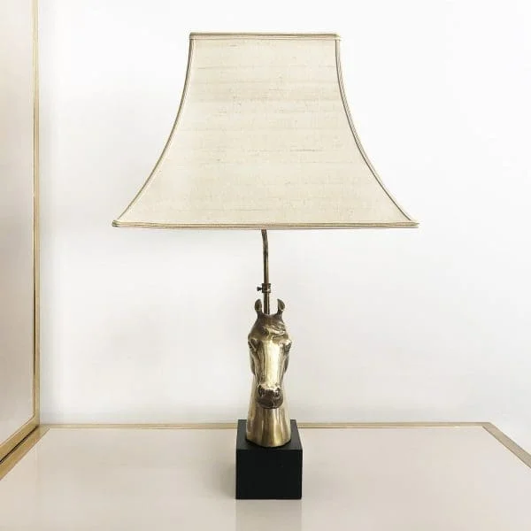 Midcentury French Brass Horse Chinoiserie Table Lamp Circa 1970s - Image 4