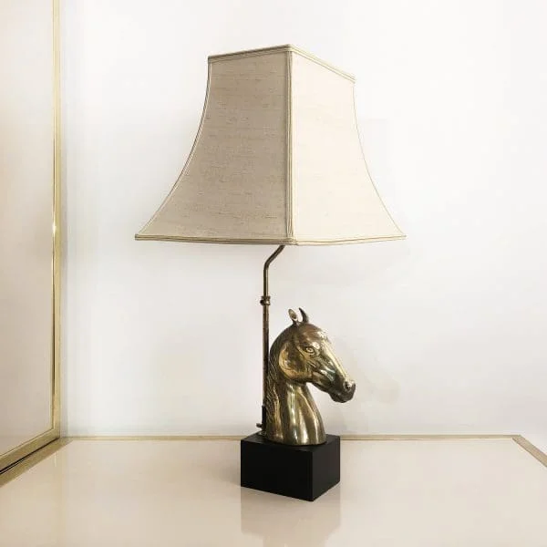 Midcentury French Brass Horse Chinoiserie Table Lamp Circa 1970s - Image 5