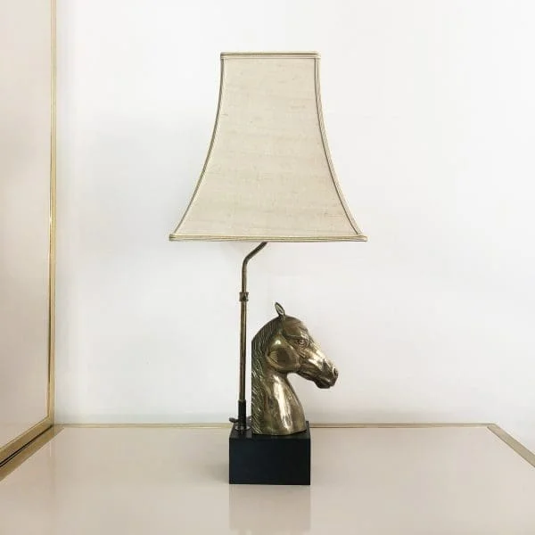 Midcentury French Brass Horse Chinoiserie Table Lamp Circa 1970s - Image 6