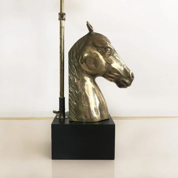 Midcentury French Brass Horse Chinoiserie Table Lamp Circa 1970s - Image 7