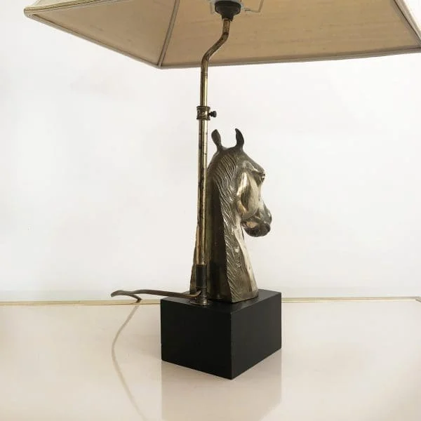 Midcentury French Brass Horse Chinoiserie Table Lamp Circa 1970s - Image 8