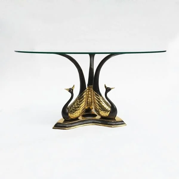 Midcentury Italian Brass Peacock Side Or Coffee Table Circa 1970s - Image 2