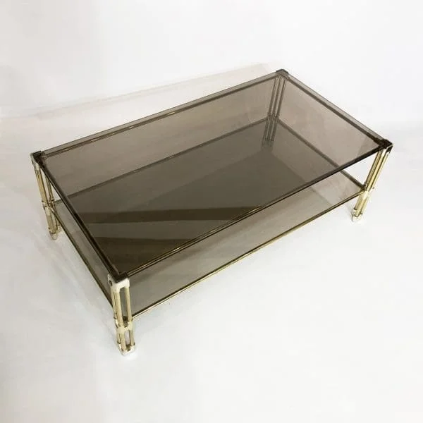 Midcentury Brass Two-Tiered Coffee Table Circa 1970s - Image 2