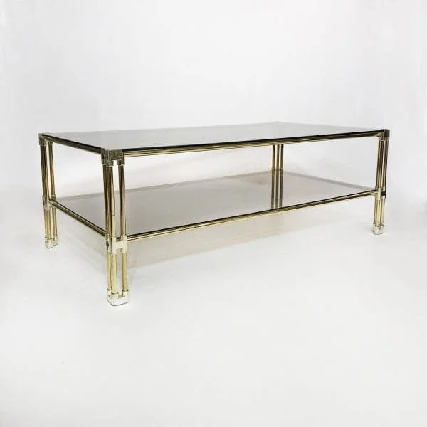 Midcentury Brass Two-Tiered Coffee Table Circa 1970s - Image 3