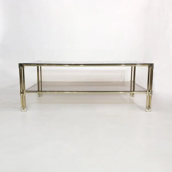 Midcentury Brass Two-Tiered Coffee Table Circa 1970s - Image 4