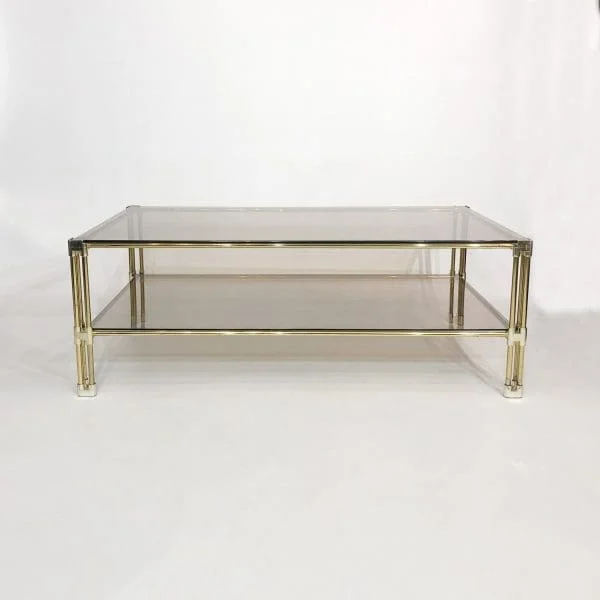 Midcentury Brass Two-Tiered Coffee Table Circa 1970s - Image 5