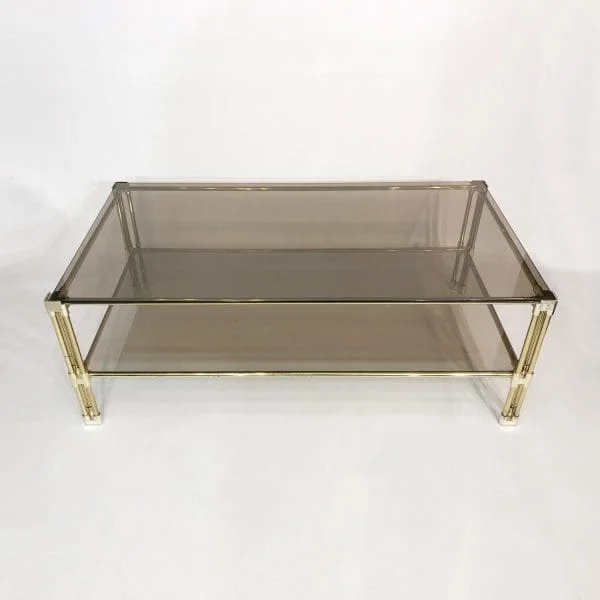 Midcentury Brass Two-Tiered Coffee Table Circa 1970s - Image 6