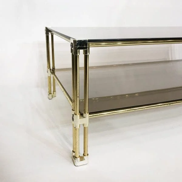 Midcentury Brass Two-Tiered Coffee Table Circa 1970s - Image 7