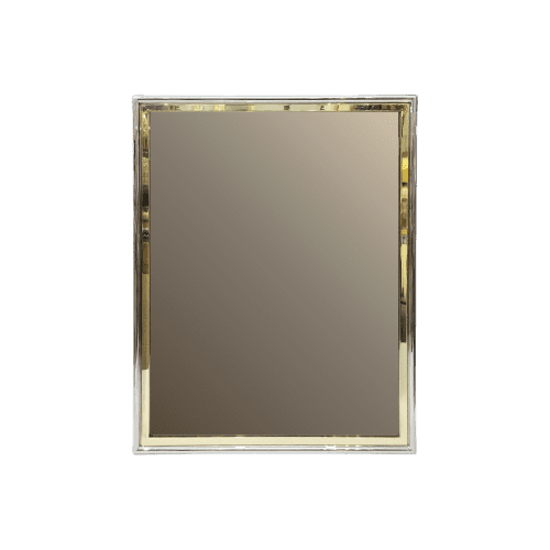 1970s Chrome and Gold Plated Mirror