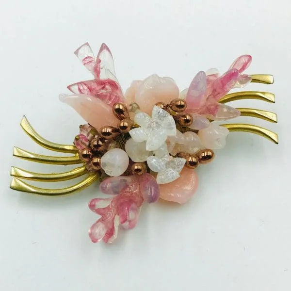 Vintage Louis Rousselet Pink Floret Brooch Circa 1950s - Image 2