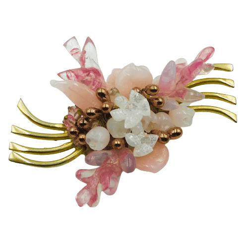 Vintage Louis Rousselet Pink Floret Brooch Circa 1950s