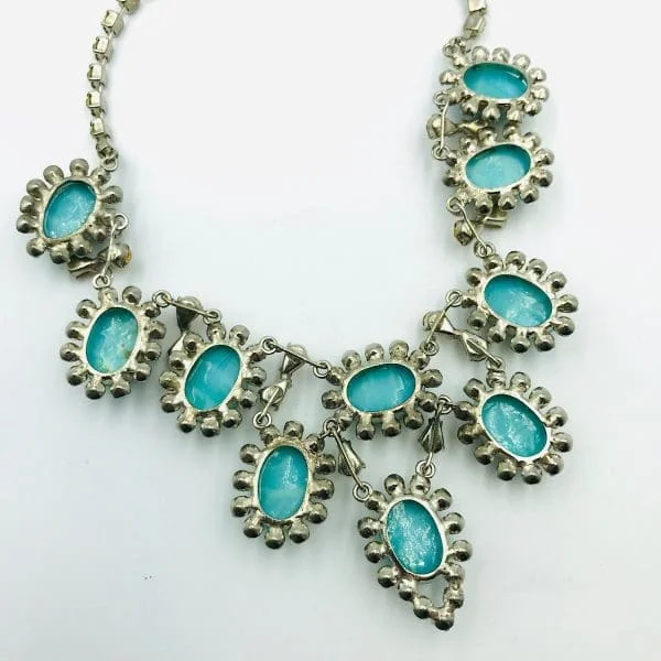 Vintage French Turquoise Citrine and Topaz Paste Bib Necklace Circa 1950s - Image 5