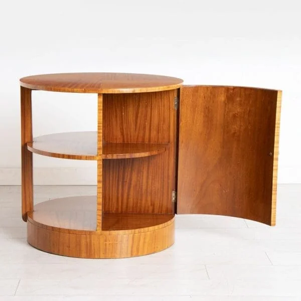 Art Deco Satinwood Bookcase Table with Cupboard - Image 3