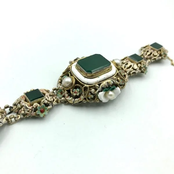 Antique Austrian Hungarian Silver Gilt Enamel Bracelet - Image 5