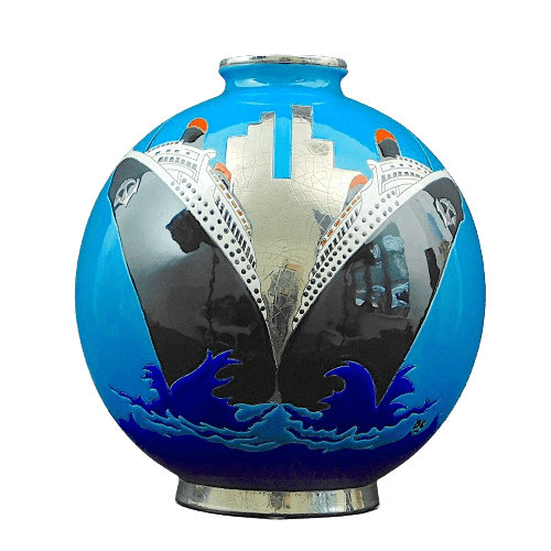 Art Deco Rare Longwy New York Ball Vase