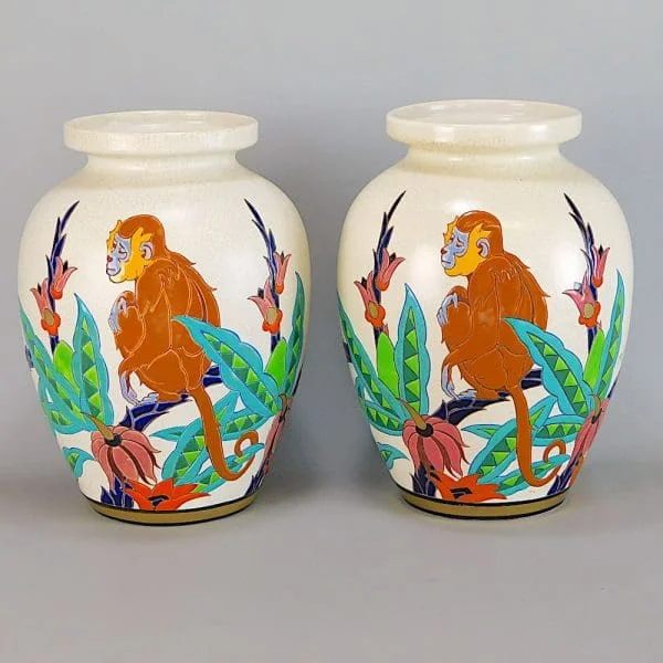 Large Monkey Vases by Diaz for Orchies