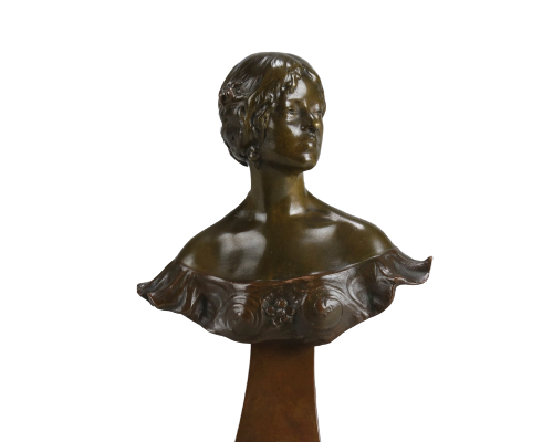 Early 20th Century Art Nouveau Bronze Bust Alexandre Caron