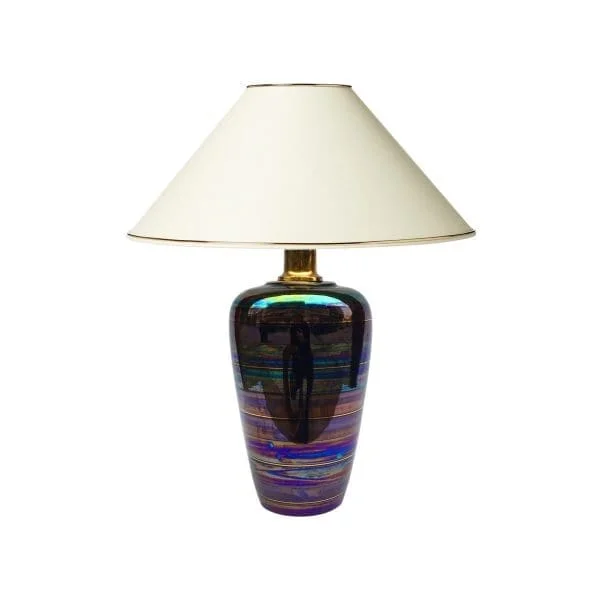 Iridescent Ceramic Table Lamp 1970s 1980s Vintage Italian Glazed