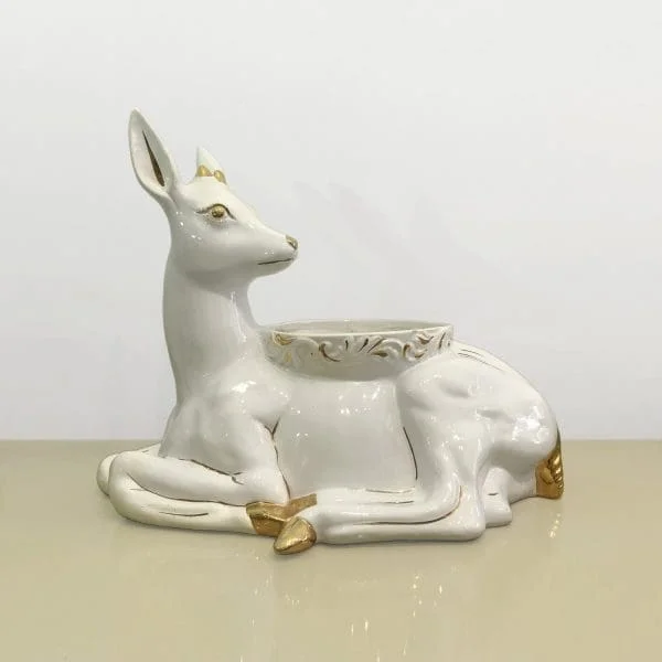 Midcentury Italian Antica Athena Deer Faun Ceramic Planter Circa 1980s - Image 4