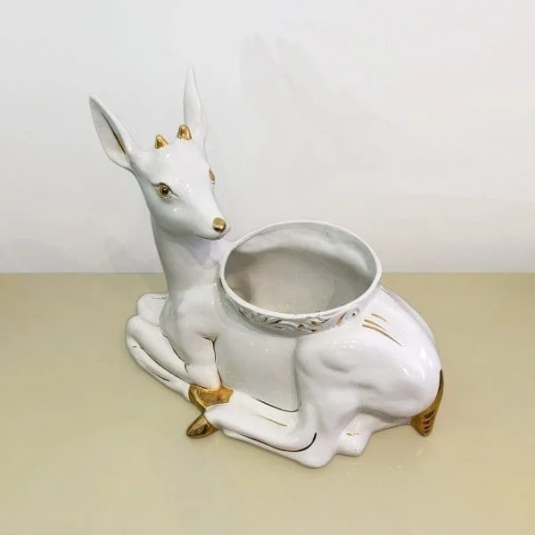 Midcentury Italian Antica Athena Deer Faun Ceramic Planter Circa 1980s - Image 5