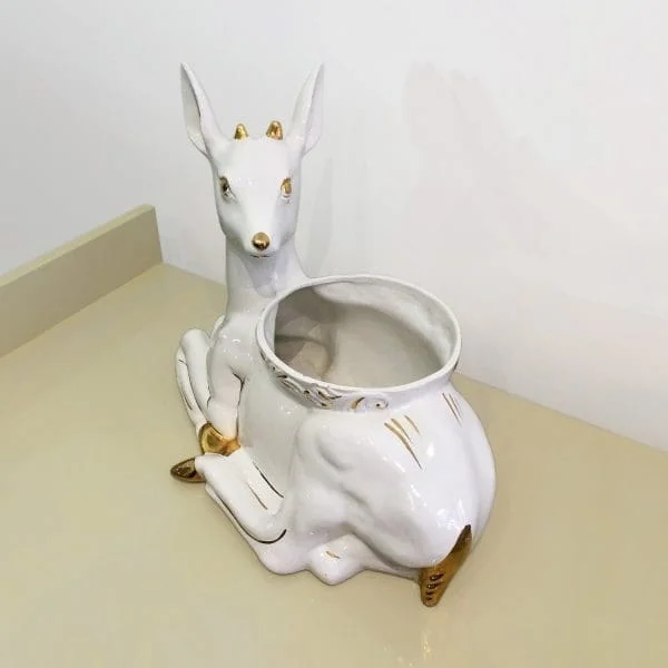 Midcentury Italian Antica Athena Deer Faun Ceramic Planter Circa 1980s - Image 6