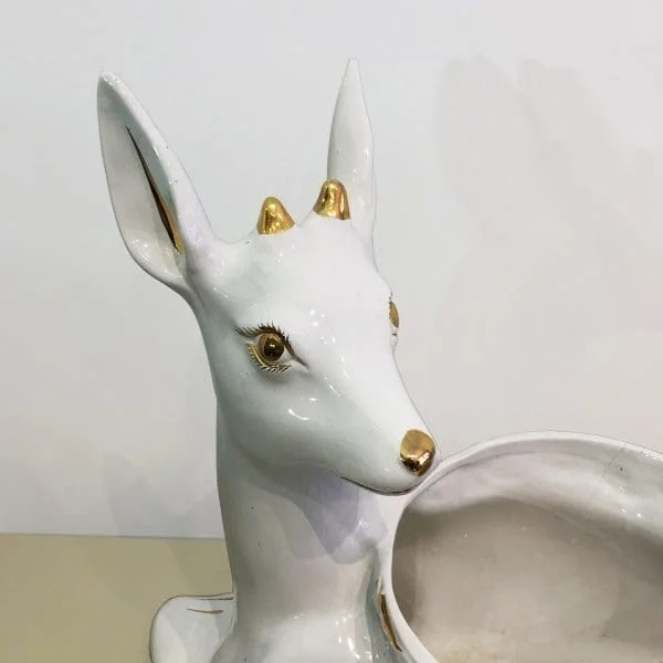 Midcentury Italian Antica Athena Deer Faun Ceramic Planter Circa 1980s - Image 7