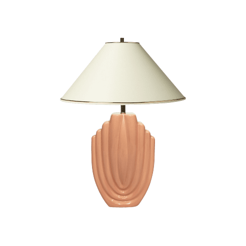 1980s Salmon Pink Ceramic Table Lamp