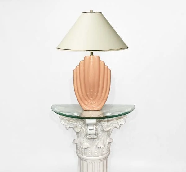 1980s Salmon Pink Ceramic Table Lamp - Image 3