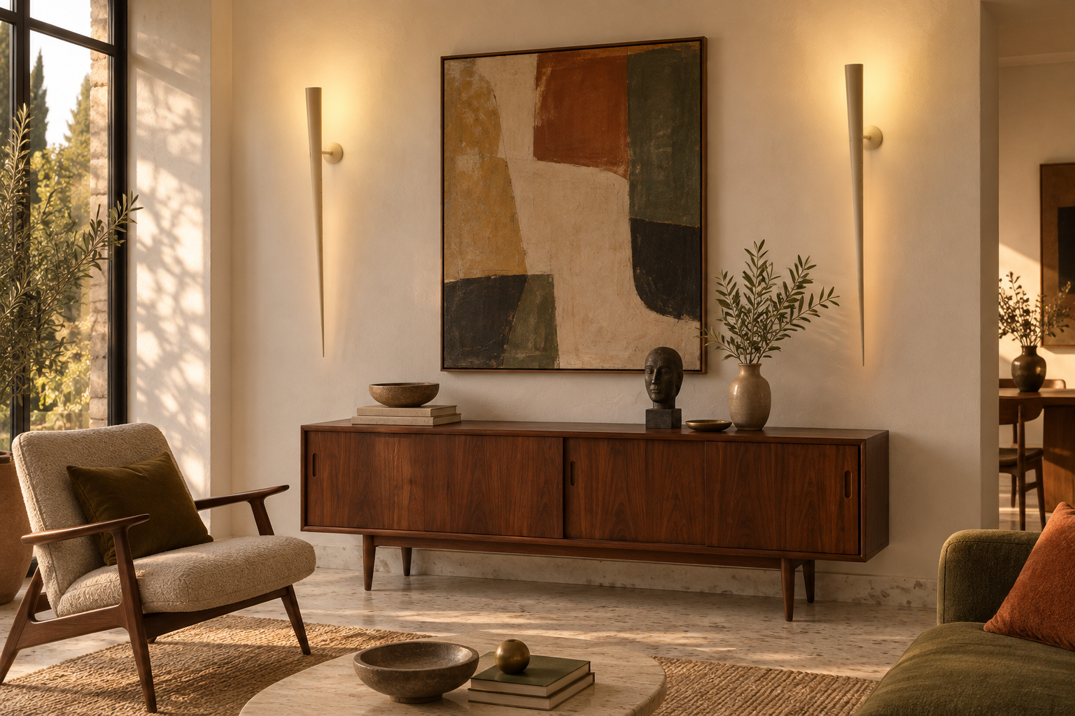 Mid-Century Slender Torch Wall Lights Italy C 1950s | ImParlour