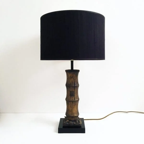 Midcentury Carved Wood Faux Bamboo Table Lamp - Image 5