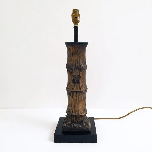 Midcentury Carved Wood Faux Bamboo Table Lamp - Image 6