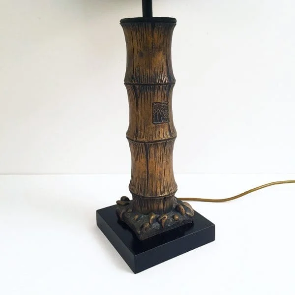 Midcentury Carved Wood Faux Bamboo Table Lamp - Image 7