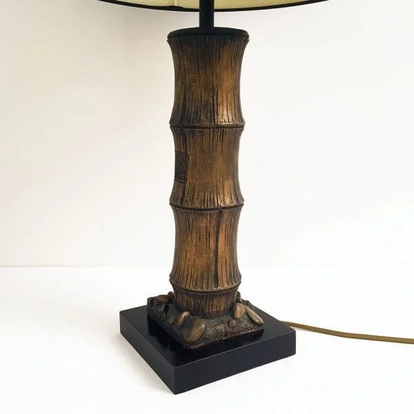 Midcentury Carved Wood Faux Bamboo Table Lamp - Image 8