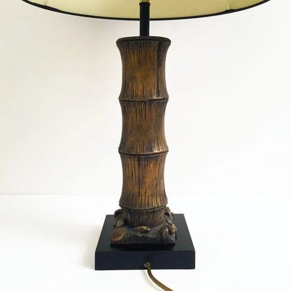 Midcentury Carved Wood Faux Bamboo Table Lamp - Image 9