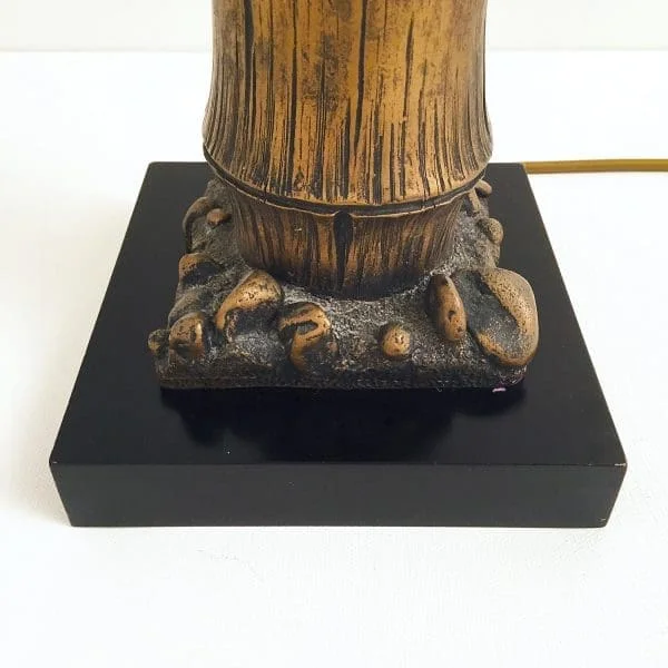 Midcentury Carved Wood Faux Bamboo Table Lamp - Image 10