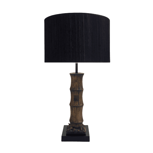 Carved Wood Faux Bamboo Table Lamp