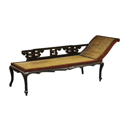 Chinese Hardwood and Rattan Daybed