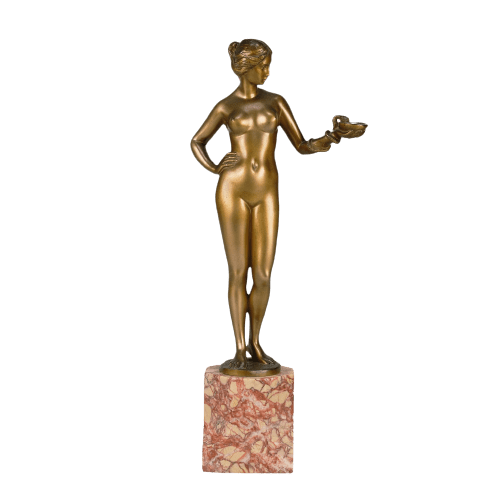 Early 20th Century Gilt Bronze Figure "Cleopatra And Asp" by Schnauder