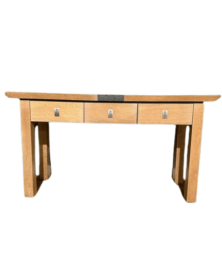 Contemporary Light Oak Console Table With Marble Insert To Top