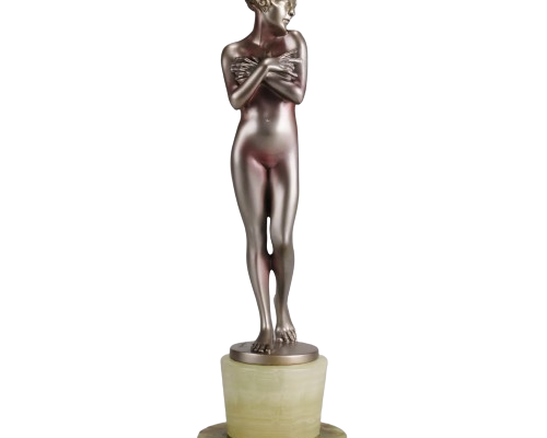 Art Deco Bronze Figure "Coy Girl" by Josef Lorenzl