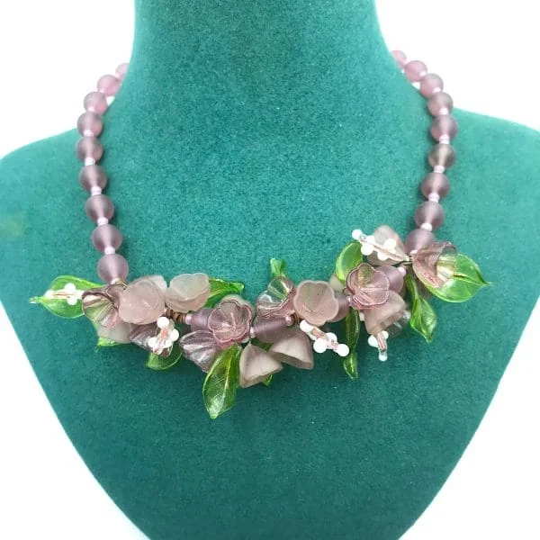 Vintage Venetian Glass Floral Necklace - Image 3