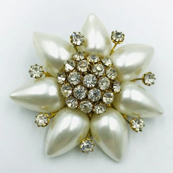 Vintage Chanel Gripoix Pearl Camelia Brooch Circa 1950s - Image 4