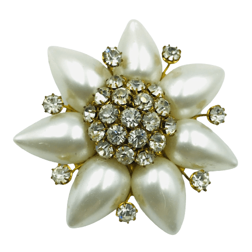 Vintage Chanel Gripoix Pearl Camelia Brooch Circa 1950s