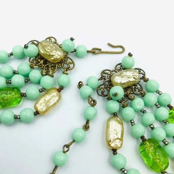 Vintage Louis Rousselet Green Bead Necklace Circa 1940s - Image 4