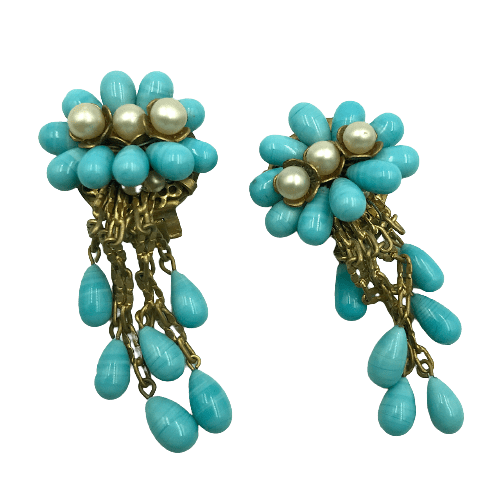 Louis Rousselet Turquoise Poured Glass Earrings