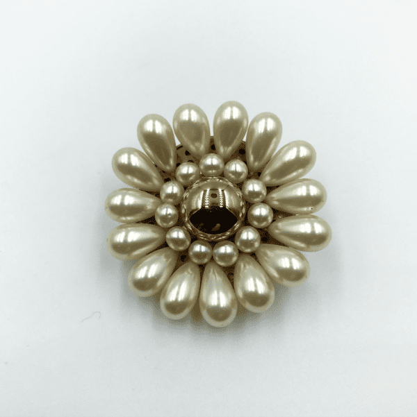 Vintage Louis Rousselet Glass Pearl and Copper Pearl Cabochon Cluster Brooch - Image 2