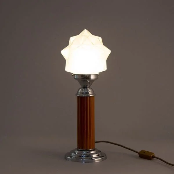 Art Deco Table Lamp with Original Green Glass Star Shade - Image 5