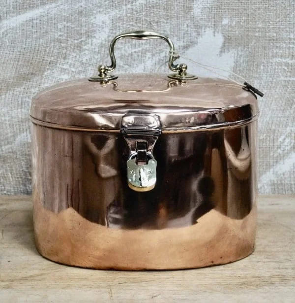 Rare Victorian Copper & Brass Hat Tin