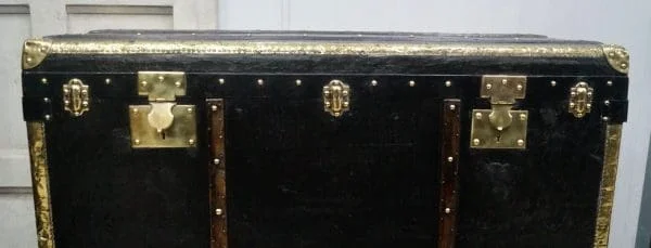 Victorian Oiled Canvas Travel Trunk - Image 10